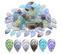 Shimmeroo 100PCS Colorful Glass Leaf Beads for Handmade Jewelry Making | 1.8x1cm Mixed Crystal Leaves with Hole Necklace Bracelet DIY Phong Charms Making