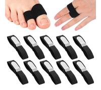 Shimmeroo 10PCS Buddy Finger Tape, Hook and Loop Adjustable Splint Buddy Tape Straps for Finger & Toe Support, Washable Reusable for Curled Toes to Support, Mallet Fingers(Black)