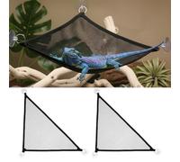 Shimmeroo 2 PCS Bearded Dragon Hammock, Large Breathable Mesh Reptile Hammock Lizard Tank Accessories Triangle Geckos Hammocks for Bearded Dragons Snakes Axolotls(Black)