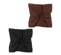 Shimmeroo 2 Pcs Satin Head Scarf, 35” Large Solid Color Square Satin Head Scarf for Hair, Silk Headscarves Bandana Hair Wraps for Women Daily Use Headdress(Coffee, Black)