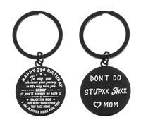 Shimmeroo 21st Birthday Gifts for Men Him, Black Metal Keychain 21st Birthday Gifts Ideas Decorations for Son from Mom
