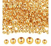 Shimmeroo 300Pcs Gold Beads for Bracelets,2.5/3/4mm Round Spacer Beads - Smooth Seamless,Metal Spacer Bead for DIY Necklace,Bracelet Crafts