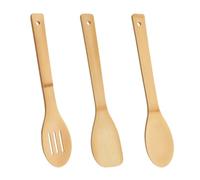 Shimmeroo 3Pcs Wooden Utensils for Cooking, Bamboo Utensil Set Includes Slotted Spoon, Wooden Spoons & Spatula for Non-Stick Pans, Natural Bamboo Utensils