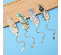 Shimmeroo 4PCS Metal Feather Bookmarks, Vintage Book Marks with Pendant Perfect Birthday Appreciation Gifts for Women Men Books Lovers Writers Readers Students Teacher Friends Lover Family