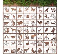 Shimmeroo 56PCS Stencils for Crafts Reusable, 2.8x2.8in Animal & Plant Templates Stencils for Painting DIY Crafts on Wood Rocks Canvas Fabric Glass Pottery Furniture Card Making
