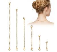 Shimmeroo 6PCS Gold Necklace Extender, Removable Extenders Chain with Lobster Claw Buckles for DIY Jewelry Making of Necklaces Bracelets Anklets (1", 2", 3", 4", 5", 6")