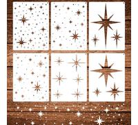 Shimmeroo 6PCS Large Star Stencils for Painting, Reusable Airbrush Stencils Twinkle Star Wall Drawing Stencil for Wall Wood Craft Canvas Fabric Ceiling Home Decoration