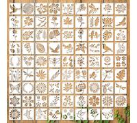 Shimmeroo 80Pcs Stencils for Painting,Flower Stencils for Crafts Reusable - Butterfly Flower Leaf Dragonfly Templates Kit for Crafts on Wall,Wood Fabric