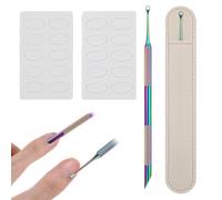 Shimmeroo Cuticle Remover Tool,Nail Cuticle Pusher Double Ended Nail Scraper for Salons Or Home Use(1Remover +2Sandpapers+1Leather Case)