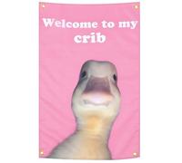 Shimmeroo Funny Flags, Welcome to My Crib 23×35 inch Funny Duck Tapestry Wall Art Duck Flag Tapestry with Grommets for College Dorm Room,Festivals Outdoor Activities,Room Decor