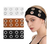 Shimmeroo Grommet Headband for Women,Hollow Eyelet Elastic Headband,Wide Black Hollow out Elastic Hair Band,Adjustablec Eyelets Stretchy Casual Hair Accessory(3 Color)