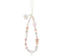 Shimmeroo Pink Crystal Phone Charm Strap,Y2k Acrylic Bow & Pearl Bead Chain