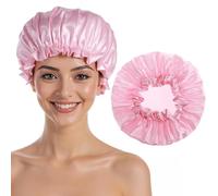 Shimmeroo Waterproof Shower Cap for Women,Shower Cap for Long Hair Flexi Hair Caps Long Bonnet for Braids for Women Reusable (Pink)