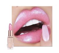 Shimmers Pearl Lipstick, Glitter Metallic Pink Lip Balm for Women, Silky Smooth Full-Coverage Longlasting Pearlescent Tinted Lipsticks