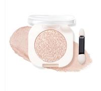 Shimmery Peach Pink Single Eye Shadow Powder - Dual-Ended Sponge Applicator, Glittery Compact Nude Neutral Sparkly Silver Gold Plum Shimmer Palette, Square Rounded Case, Pigmented Metallic