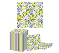 Shimmerz 100 Large Pack of Yellow Lemon Napkins, Disposable Party Napkins, for Communion, Confirmation, Birthday, Garden Party, Easter, 2-Ply, 16.5 cm