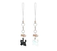 Shimmerz 2-Piece Set Black & White Cat Phone Charm Cute Kawaii Cat Fish Pendant for Phone Bag School Backpack Keyring Gift for Teenage Girls