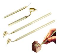 Shimmerz 4 Piece Fluid Writer Pen Set, 0.3mm/0.4mm/0.5mm/0.7mm Angled Fine Line Pen, Gold Brass Portable Drawing Tool for Scratch Repair