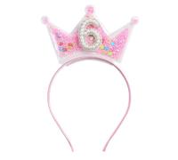 Shimmerz Birthday Crown Headband For Little Girls 2 3 4 5 6 7 8 Years Princess Tiara Pink Hair Accessory For The Sixth