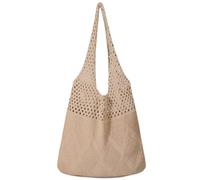 Shimmerz Straw Beach Bags for Women Handmade Woven Shopping Bag Summer Mesh Open Shoulder Bag for Holiday (Khaki)