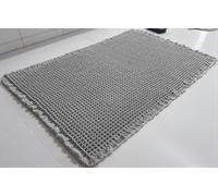 SHIMOH Waffle Bath Mat, Super Absorbent and Non-Slip, for Bathroom Floor, Machine Washable, with Tassels, Rubber Backing, Ultra Soft, Light Gray, 24" x 36"
