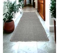 SHIMOH Waffle Bath Mat, Super Absorbent Non-Slip Bath Mats for Bathroom Floor, Machine Washable Bathroom Rugs with Tassels, Rubber Backed Bathroom Mats, Ultra Soft. (Light Gray, 2' X 6')