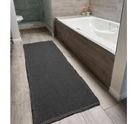 SHIMOH Waffle Bath Mat, Super Absorbent Non-Slip Bath Mats for Bathroom Floor, Machine Washable Bathroom Rugs with Tassels, Rubber Backed Bathroom Mats, Ultra Soft. (Dark Gray, 2' X 6')