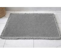 SHIMOH Waffle Bath Mat, Super Absorbent Non-Slip Bath Mats for Bathroom Floor, Machine Washable Bathroom Rugs with Tassels, Rubber Backed Bathroom Mats, Ultra Soft. (Light Gray, 18" X 30")