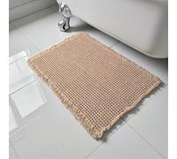 SHIMOH Waffle Bath Mat, Super Absorbent Non-Slip Bath Mats for Bathroom Floor, Machine Washable Bathroom Rugs with Tassels, Rubber Backed Bathroom Mats, Ultra Soft. (Brown, 18"X30")