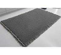 SHIMOH - Waffle Bath Mat Super Absorbent Non Slip Bathroom Floor Mat Machine Washable Bath Mats with Tassels Rubber Backing Ultra Soft Bath Mats (Dark Grey, 24x36