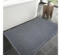 SHIMOH - Waffle Bath Mat Super Absorbent Non Slip Bathroom Floor Mat Machine Washable Bath Mats with Tassels Rubber Backing Ultra Soft Bath Mats (Dark Grey, 24x36