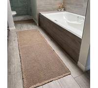 SHIMOH Waffle Bath Mat, Super Absorbent Non-Slip Bath Mats for Bathroom Floor, Machine Washable Bathroom Rugs with Tassels, Rubber Backed Bathroom Mats, Ultra Soft.(Brown, 2'X6')