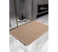 SHIMOH Waffle BathMat, Super Absorbent Non-Slip Bath Mats for Bathroom Floor, Machine Washable Rugs with Tassels, Rubber Backed Ultra Soft (Brown, 24"X36")