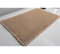 SHIMOH Waffle BathMat, Super Absorbent Non-Slip Bath Mats for Bathroom Floor, Machine Washable Rugs with Tassels, Rubber Backed Ultra Soft (Brown, 24"X36")
