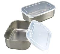 下村企販 Shimomura Kihan 38871 Tsubame Sanjo Bat Storage Container with Lid, Deep Type, Set of 2, Stainless Steel, Square, 650ml (22oz) Made in Japan