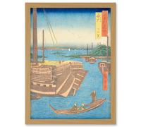 Shimonoseki Nagato Province Utagawa Hiroshige Japan Woodblock Artwork Framed Wall Art Print A4 Artery8 Light Oak One Size