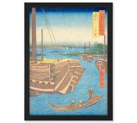 Shimonoseki Nagato Province Utagawa Hiroshige Japan Woodblock Artwork Framed Wall Art Print A4 Artery8 Black One Size