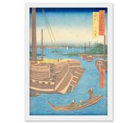 Shimonoseki Nagato Province Utagawa Hiroshige Japan Woodblock Artwork Framed Wall Art Print A4 Artery8 White One Size