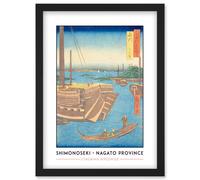 Shimonoseki Nagato Province Utagawa Hiroshige Japan Woodblock Classic Collection Artwork Framed Wall Art Print A4 Artery8 Black One Size