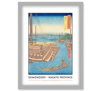 Shimonoseki Nagato Province Utagawa Hiroshige Japan Woodblock Classic Collection Artwork Framed Wall Art Print A4 Artery8 Light Grey One Size
