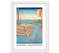 Shimonoseki Nagato Province Utagawa Hiroshige Japan Woodblock Classic Collection Artwork Framed Wall Art Print A4 Artery8 White One Size