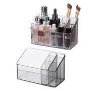 SHIMOYAMA Makeup Organiser, 2 Pack, Plastic Clear Cosmetic Storage Box for Dressing Table Bathroom Cabinet, Vanity Organiser Holder with 2 Movable Inner Case