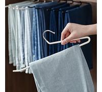 SHIMOYAMA Open Ended Pants Hangers, 5 Pack, Single Rod Trouser/Slack Hangers, Semi-Open Space-Saving Pant Hanger for Jeans, White