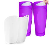 Shin Defender 1 Pair Soccer Shin Guards - Adult Protective Pads with Sleeves Cushion Protection(Purple,M)