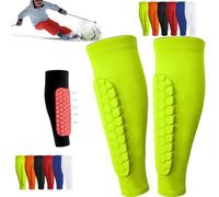 Shin Defender Shin Guards, Soccer Shin Guards, Soccer Shin Guards Pads for Youth Adult, Calf Compression Sleeve with Honeycomb Pads, Protective Soccer Shin Pads Gear for Boys, Girls (Green, S)