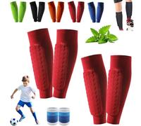 Shin Defender Shin Pads, Shindefender Shin Guards Kids, Shin Pads Washable, Shindefender Shin Guards, for Kids, Boys, Teenagers, Adults (2* Red,M)