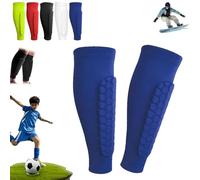 Shin Defenders Shin Guards Kids 2 Pack Shindefender Soccer Hockey Pads Socks Mat Practice Equipment for Kids Youth 4-6/8-10/10-12(Blue,L(age 14+))