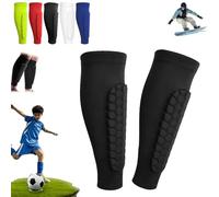 Shin Defenders Shin Guards Kids 2 Pack Shindefender Soccer Hockey Pads Socks Mat Practice Equipment for Kids Youth 4-6/8-10/10-12(Black,M(age 11-13))