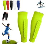 Shin Defenders Shin Guards Kids 2 Pack Shindefender Soccer Hockey Pads Socks Mat Practice Equipment for Kids Youth 4-6/8-10/10-12(Green,L(age 14+))
