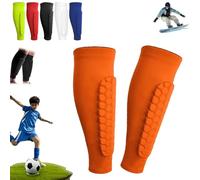 Shin Defenders Shin Guards Kids 2 Pack Shindefender Soccer Hockey Pads Socks Mat Practice Equipment for Kids Youth 4-6/8-10/10-12(Orange,L(age 14+))